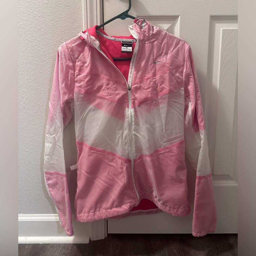Light pink and white Nike rain jacket